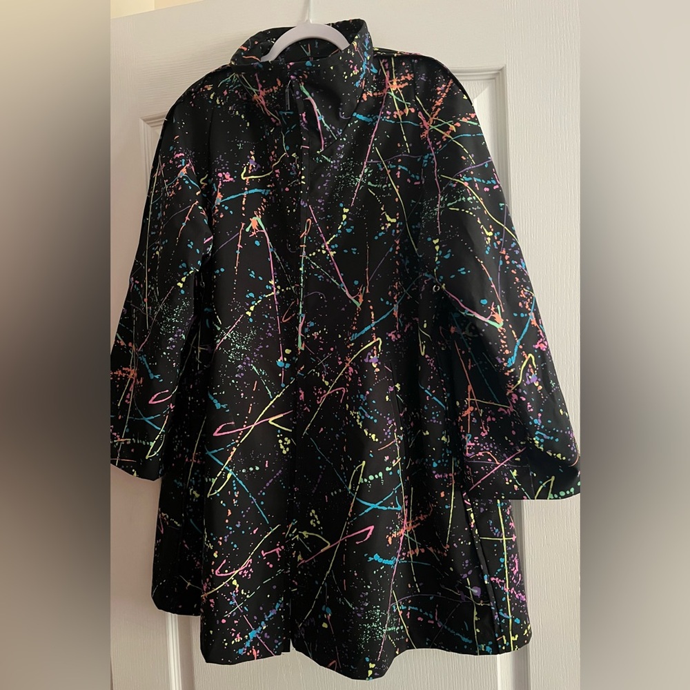 MARYLOU Ozbolt Storer Jacket Splatter Paint Wearable Art Trench Coat Colorful